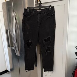 Madewell Black Lace-Trimmed Jeans